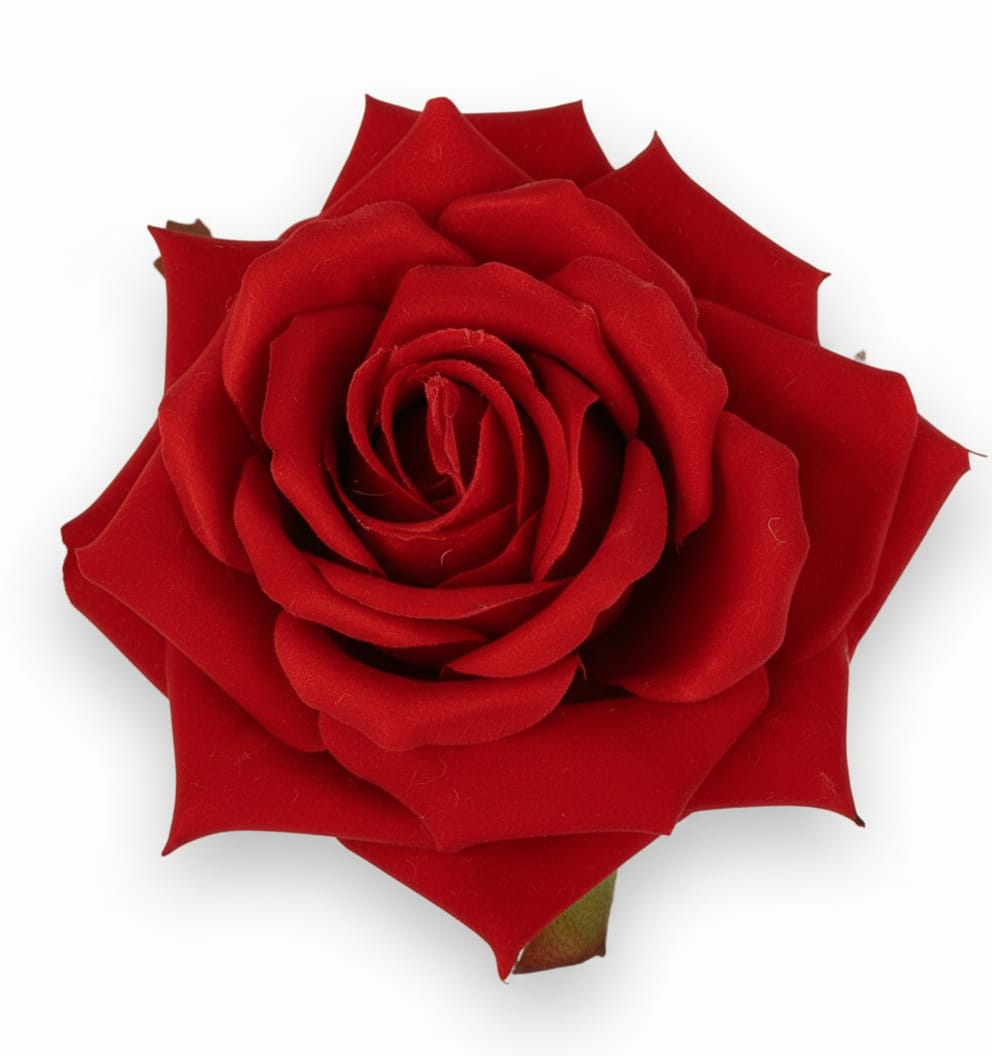 Luxusní textilní hlava růže červená – 8 cm