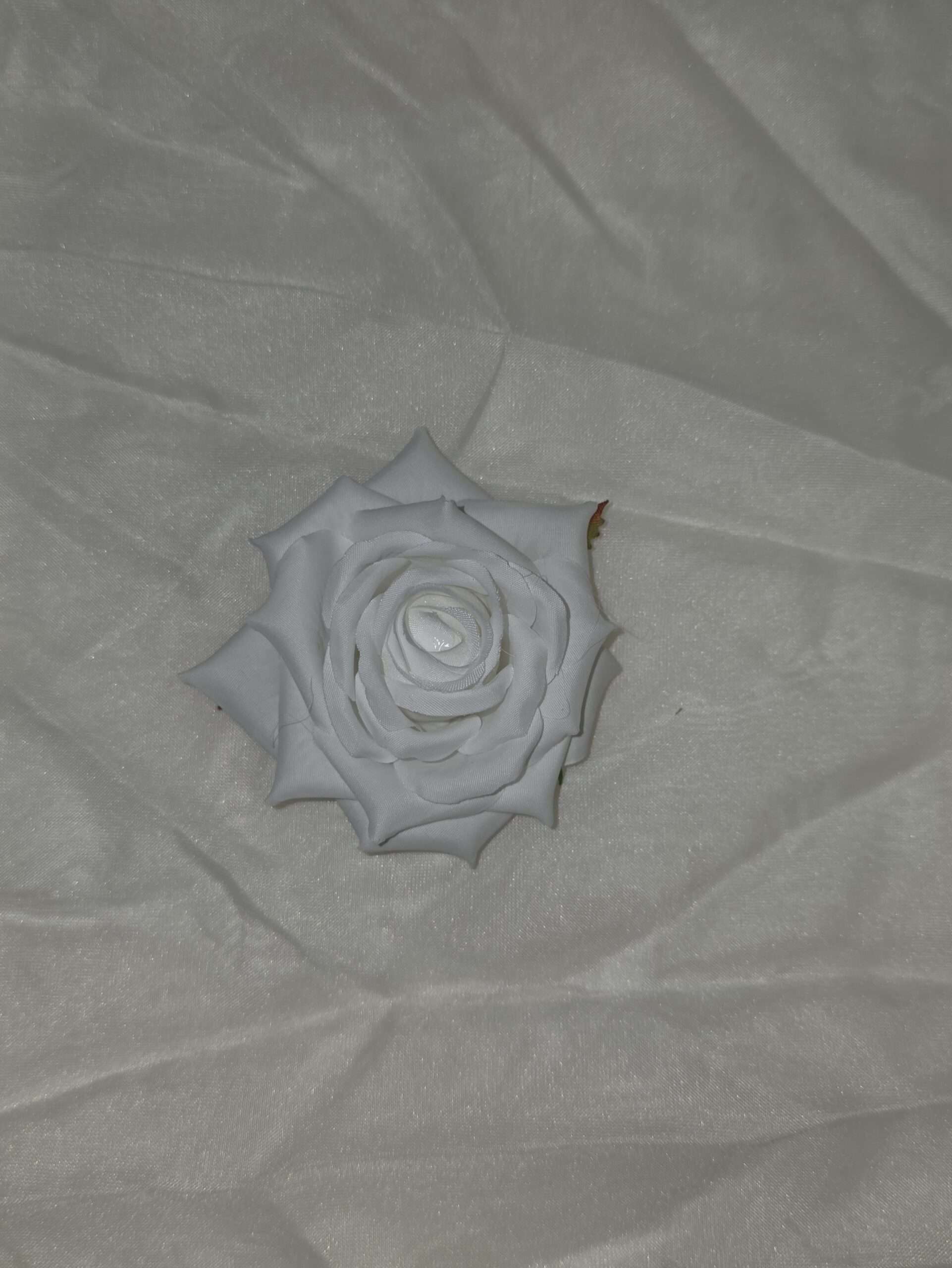 Luxusní textilní hlava růže bílá – 8 cm Image 3