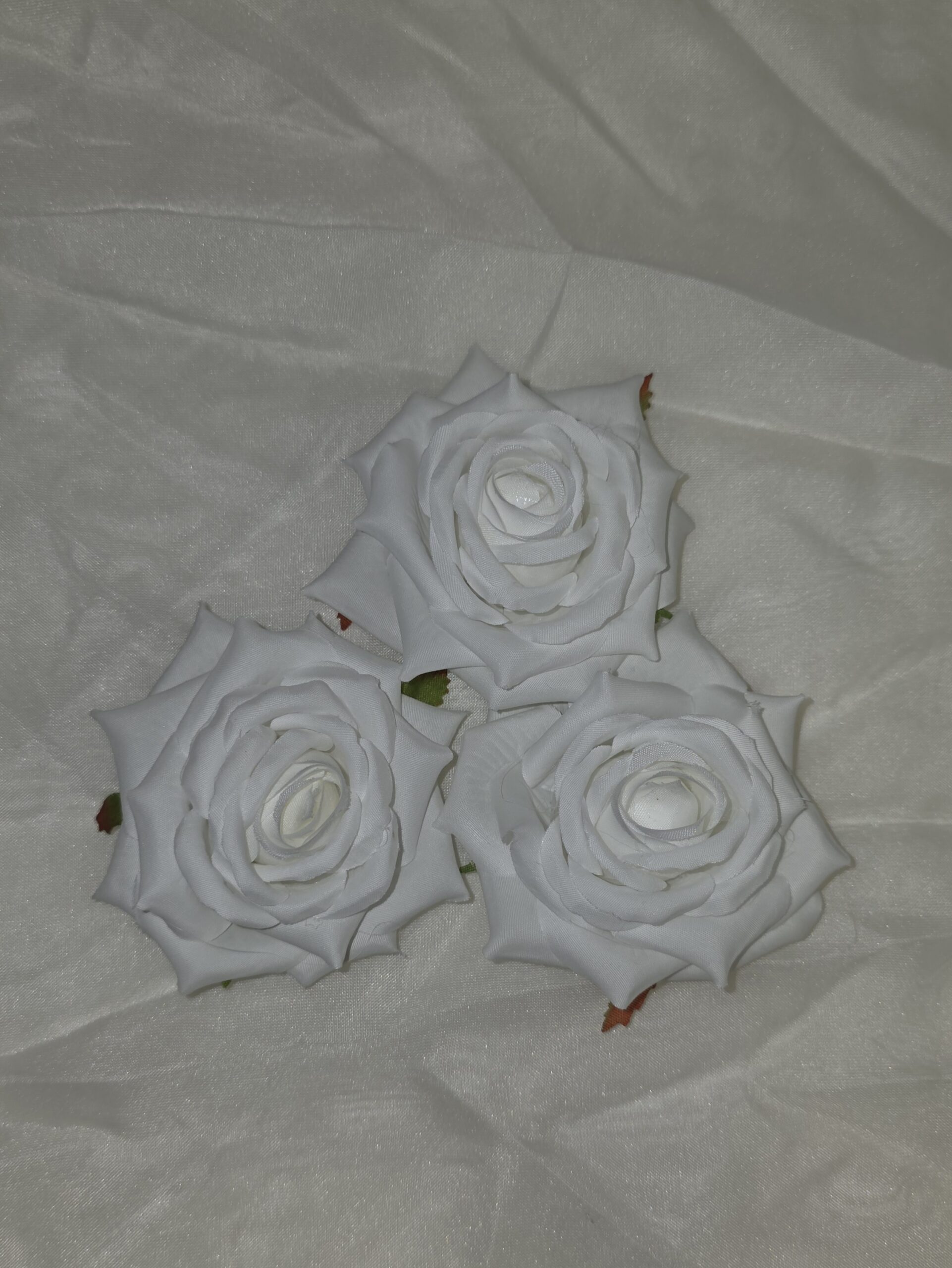 Luxusní textilní hlava růže bílá – 8 cm Image 2