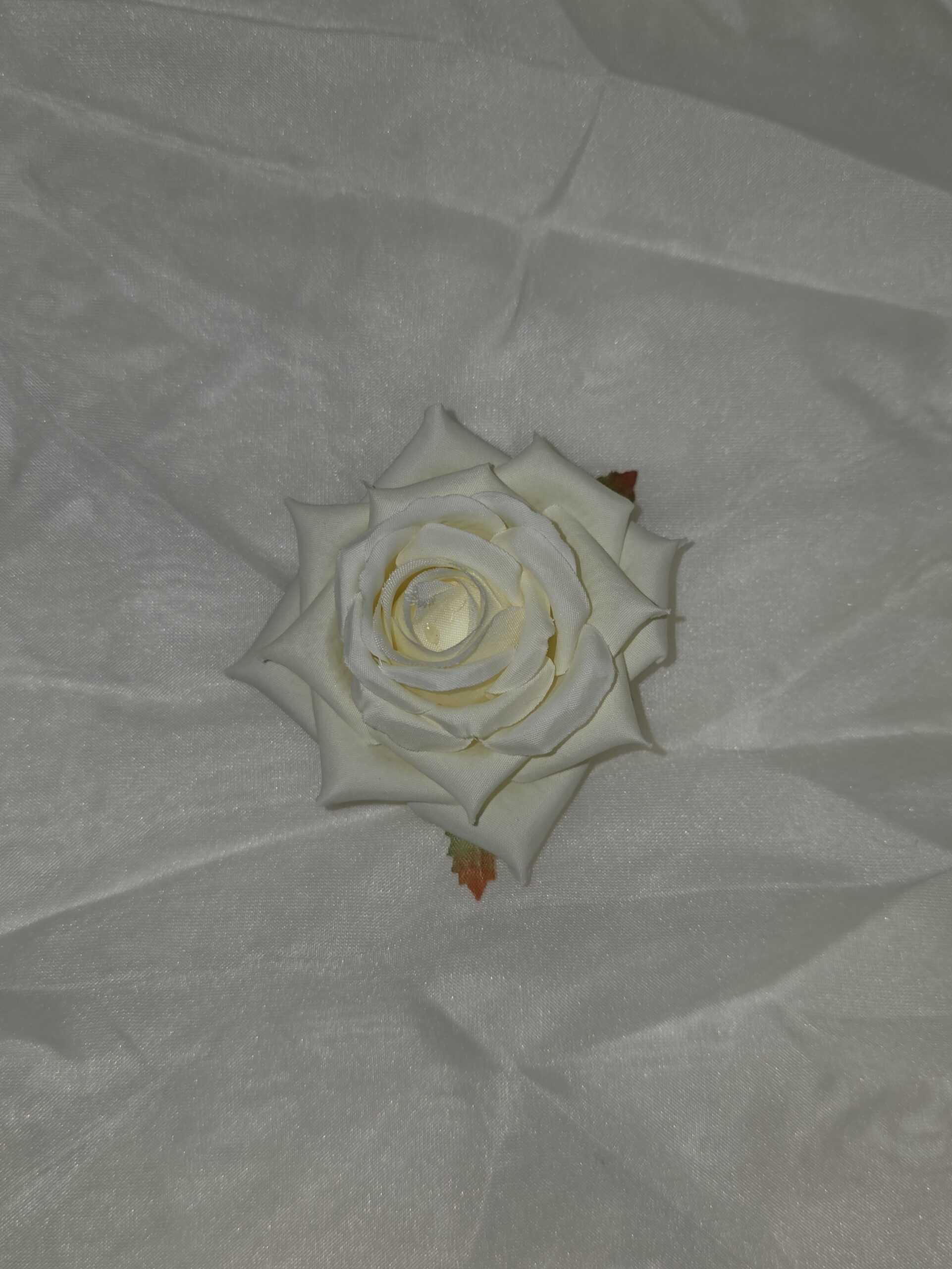 Luxusní textilní hlava růže krémová – 8 cm Image 2