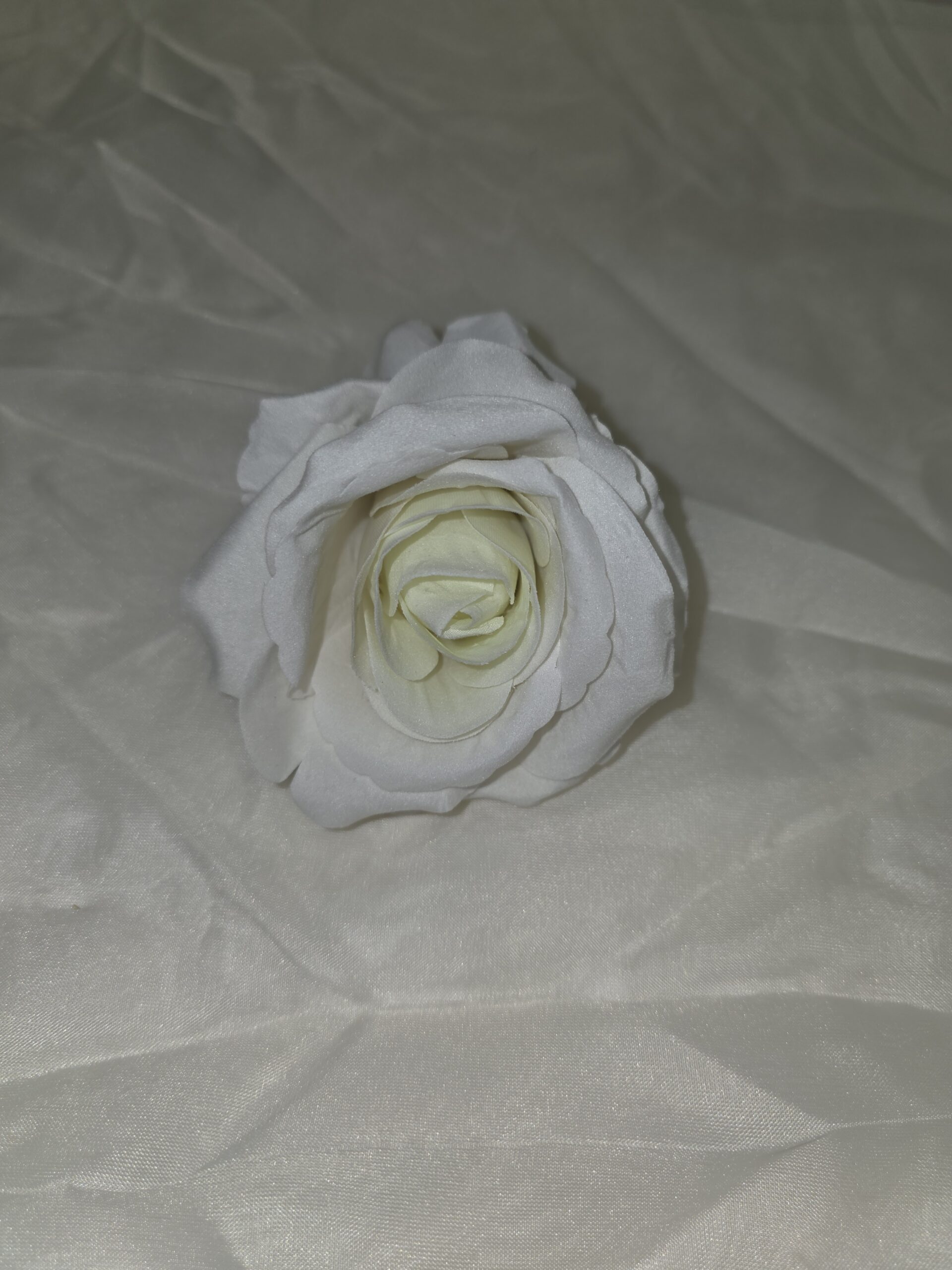 Luxusní textilní hlava růže bílá – 10 cm (Extra velká) Image 4