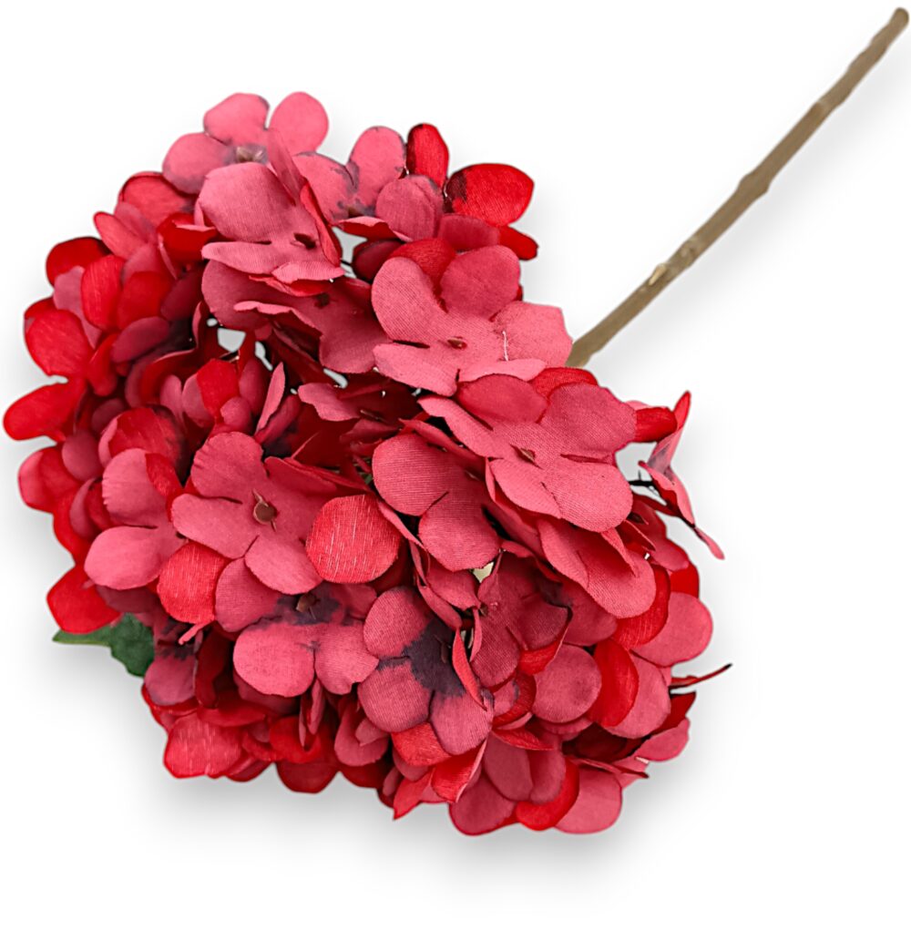 Hortenzie umělá s efektem stabilizované květiny Červená