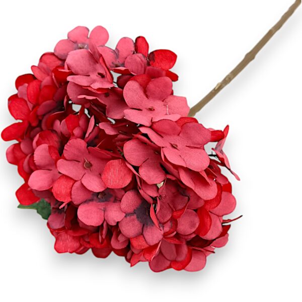 Hortenzie umělá s efektem stabilizované květiny Červená