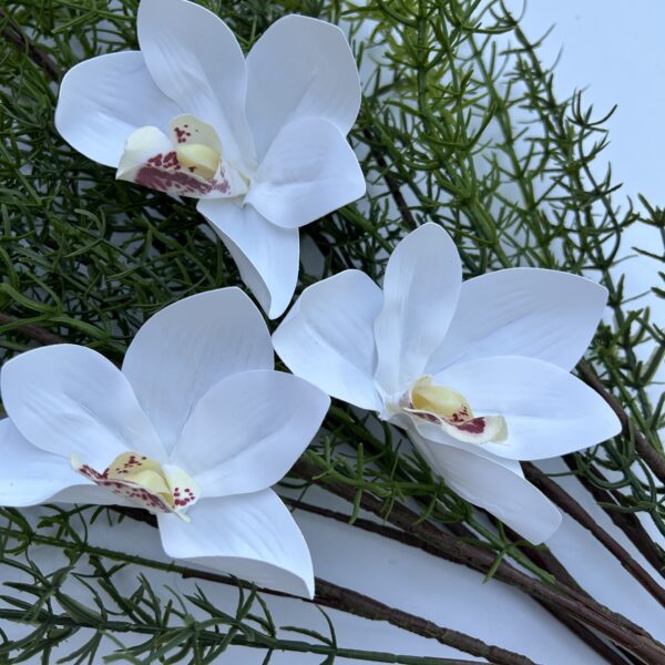 Umělá hlava cymbidia Real Touch bílá