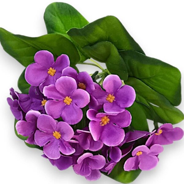 Luxusní umělá africká fialka (Saintpaulia) v květináči – 22 cm