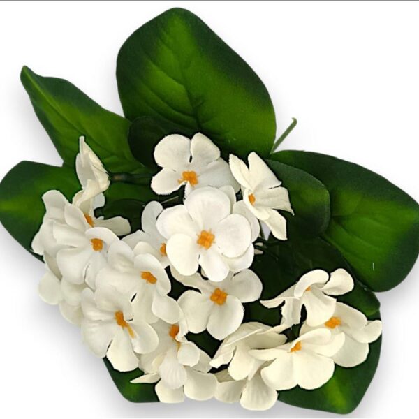 Luxusní umělá africká fialka (Saintpaulia) bílá – 22 cm