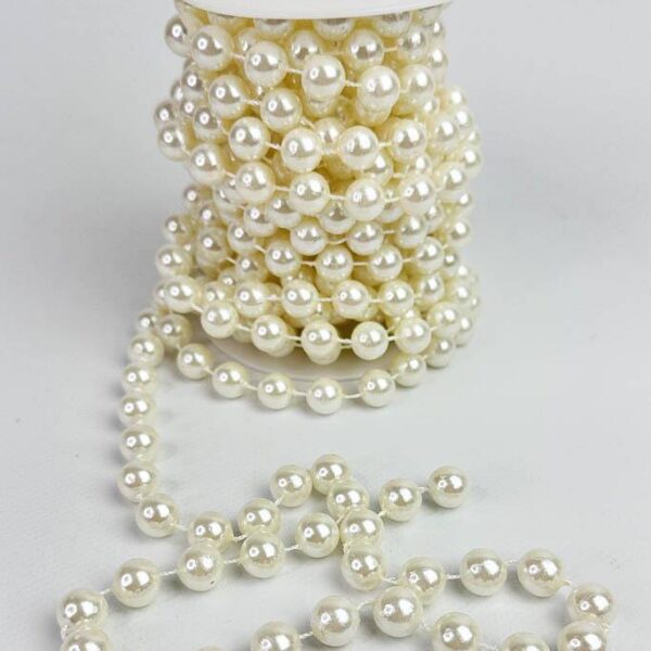 Luxusní perlová girlanda bílá – 8 metrů (perly 1,2 cm)