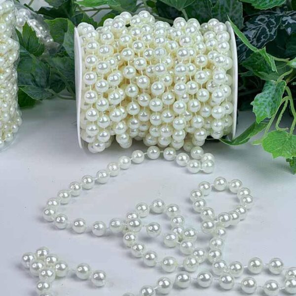 Luxusní perlová girlanda bílá – 10 metrů (perly 1 cm)